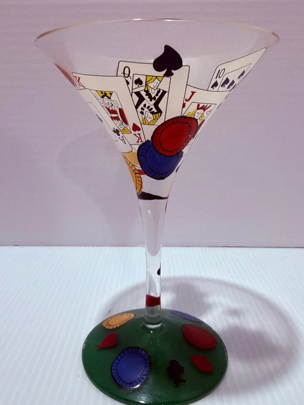 Pokertini Martini Glass By Lolita Hand Painted Holds 7oz Recipe On Bottom